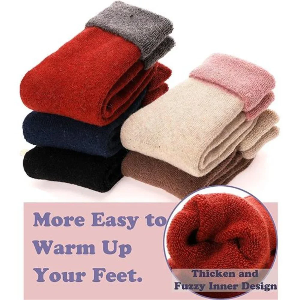 5 Pairs Wool Thermal Boot Crew Socks